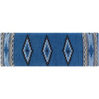 Banc 1 place en tissu aztèque crème et bleu foncé avec pieds épingles à cheveux