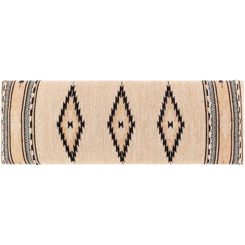 Banc 1 place en tissu aztèque crème et bleu foncé avec pieds épingles à cheveux