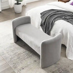 Banc rembourré moderne en forme de H, couleur gris ours en peluche / ivoire / noir, pour 1 personne