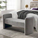 Banc rembourré moderne en forme de H, couleur gris ours en peluche / ivoire / noir, pour 1 personne