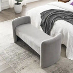 Banc rembourré moderne en forme de H, couleur gris ours en peluche / ivoire / noir, pour 1 personne