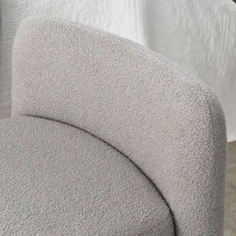 Banc rembourré moderne en forme de H, couleur gris ours en peluche / ivoire / noir, pour 1 personne