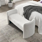 Banc rembourré moderne en forme de H, couleur gris ours en peluche / ivoire / noir, pour 1 personne