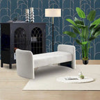 Banc rembourré moderne en forme de H, couleur gris ours en peluche / ivoire / noir, pour 1 personne