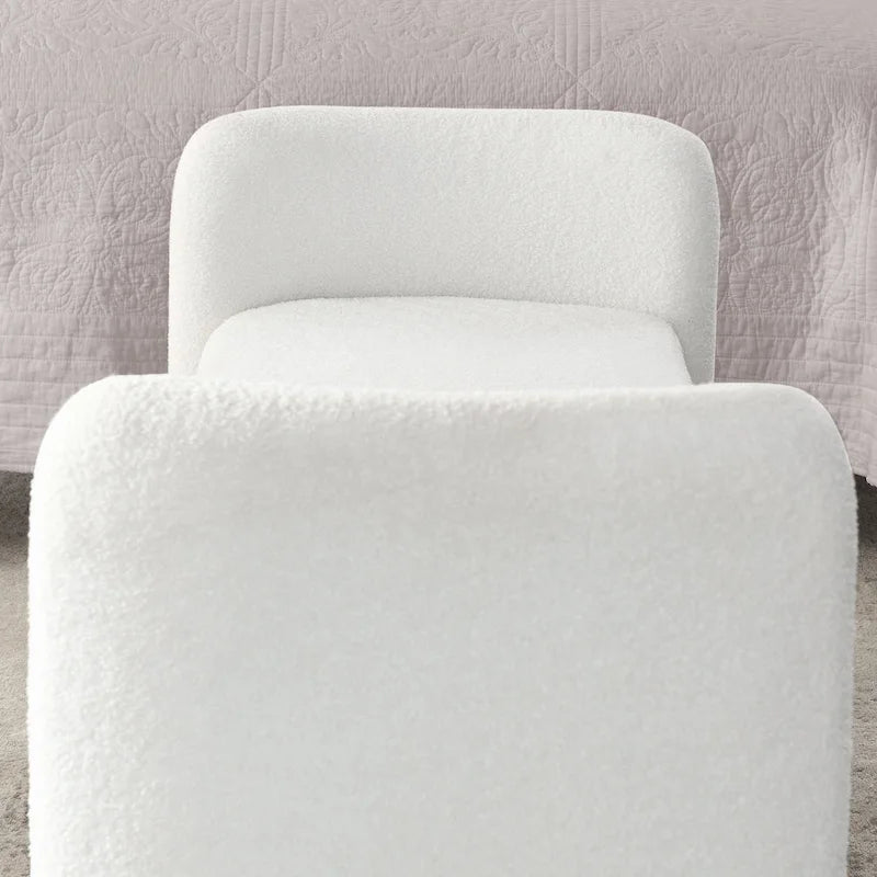 Banc rembourré moderne en forme de H, couleur gris ours en peluche / ivoire / noir, pour 1 personne