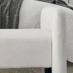 Banc rembourré moderne en forme de H, couleur gris ours en peluche / ivoire / noir, pour 1 personne