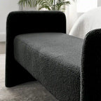 Banc rembourré moderne en forme de H, couleur gris ours en peluche / ivoire / noir, pour 1 personne