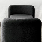 Banc rembourré moderne en forme de H, couleur gris ours en peluche / ivoire / noir, pour 1 personne