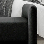 Banc rembourré moderne en forme de H, couleur gris ours en peluche / ivoire / noir, pour 1 personne