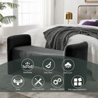 Banc rembourré moderne en forme de H, couleur gris ours en peluche / ivoire / noir, pour 1 personne