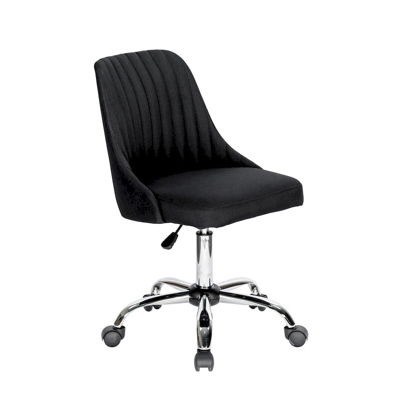 Fauteuil de bureau rembourré en tissu avec base chromée