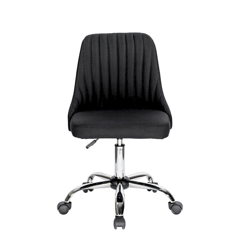 Fauteuil de bureau rembourré en tissu avec base chromée
