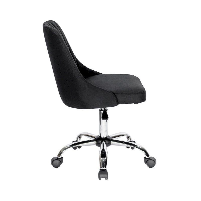 Fauteuil de bureau rembourré en tissu avec base chromée