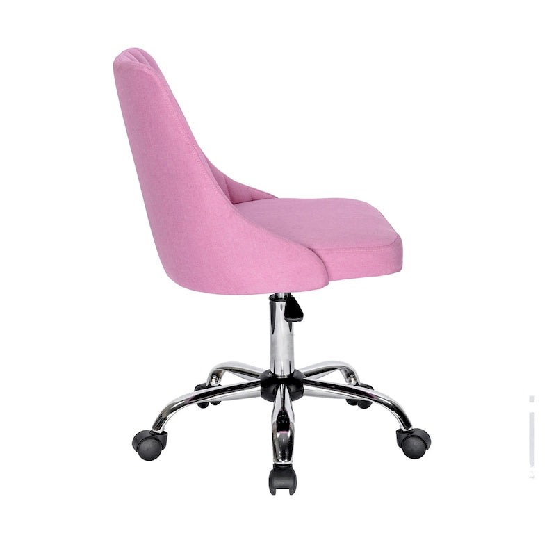 Fauteuil de bureau rembourré en tissu avec base chromée