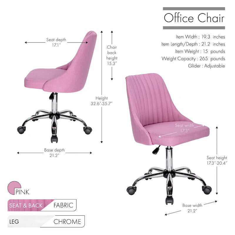 Fauteuil de bureau rembourré en tissu avec base chromée
