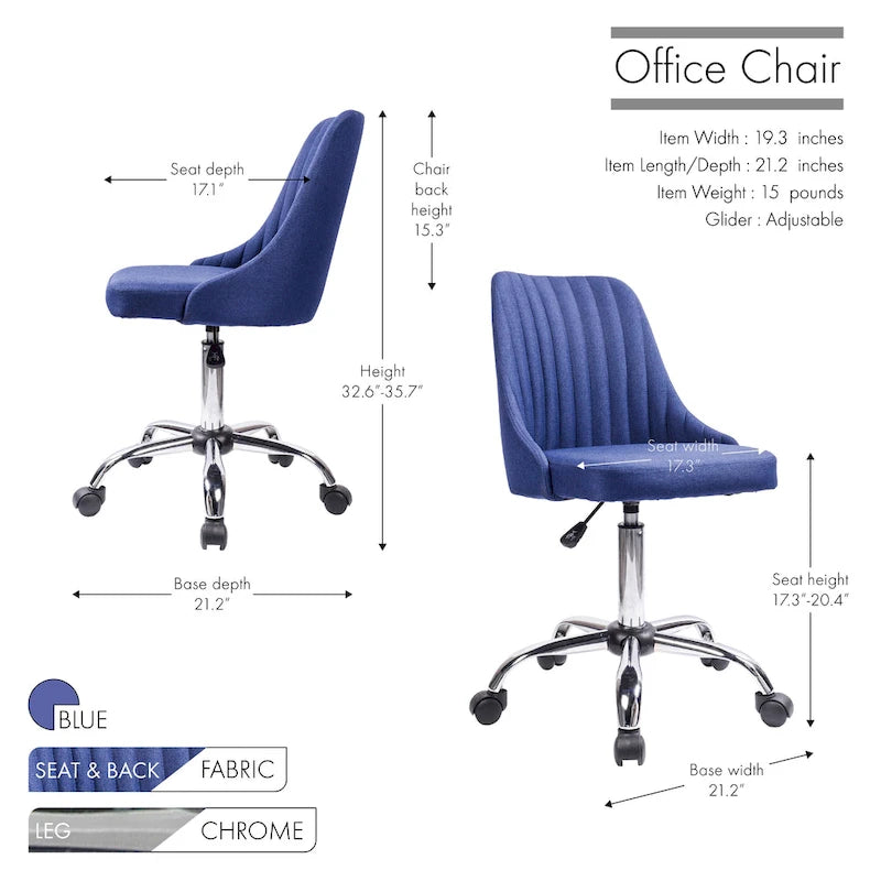 Fauteuil de bureau rembourré en tissu avec base chromée