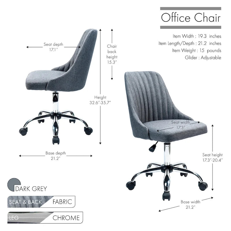 Fauteuil de bureau rembourré en tissu avec base chromée