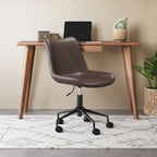 Chaise de bureau moderne Mid-Century en vinyle blanc / marron / gris avec structure en acier pour 1 personne