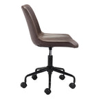 Chaise de bureau moderne Mid-Century en vinyle blanc / marron / gris avec structure en acier pour 1 personne