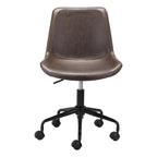 Chaise de bureau moderne Mid-Century en vinyle blanc / marron / gris avec structure en acier pour 1 personne
