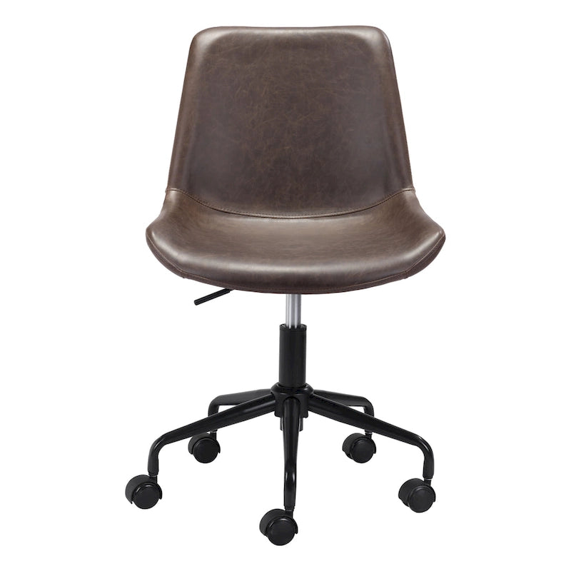 Chaise de bureau moderne Mid-Century en vinyle blanc / marron / gris avec structure en acier pour 1 personne