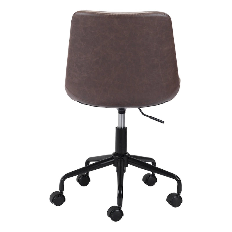 Chaise de bureau moderne Mid-Century en vinyle blanc / marron / gris avec structure en acier pour 1 personne