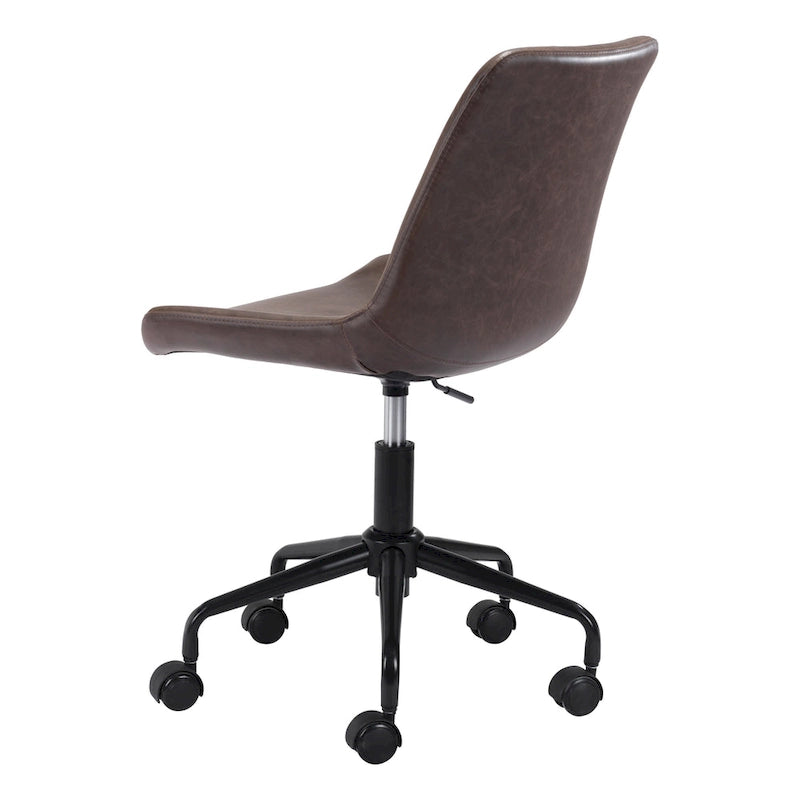 Chaise de bureau moderne Mid-Century en vinyle blanc / marron / gris avec structure en acier pour 1 personne