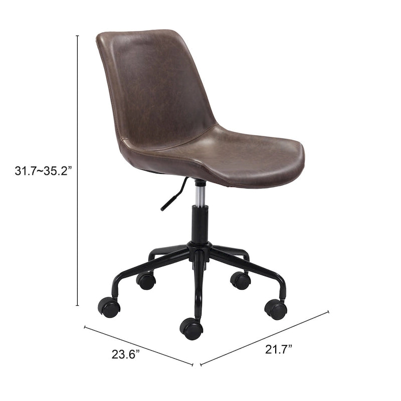 Chaise de bureau moderne Mid-Century en vinyle blanc / marron / gris avec structure en acier pour 1 personne