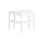Bureau d'angle style campagne gris/blanc avec tablette coulissante pour clavier, étagères ouvertes et passe-câbles pour 1