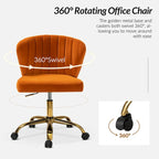 Fauteuil de bureau sans accoudoirs en velours multicolore avec dossier capitonné et base en métal doré