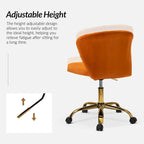 Fauteuil de bureau sans accoudoirs en velours multicolore avec dossier capitonné et base en métal doré