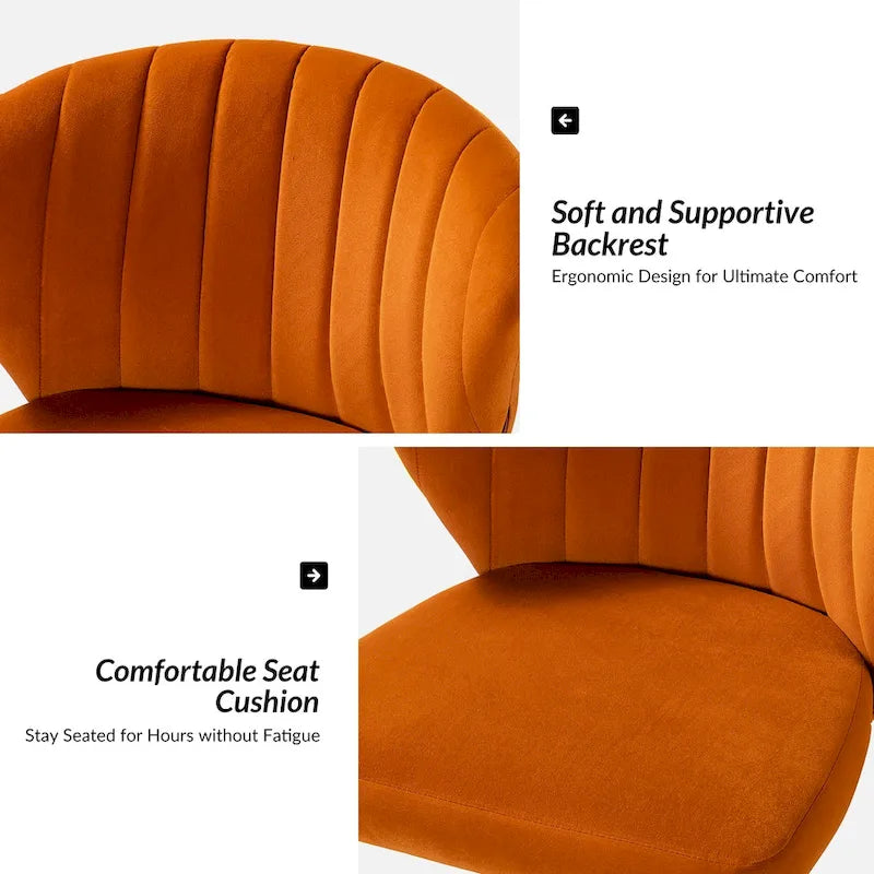 Fauteuil de bureau sans accoudoirs en velours multicolore avec dossier capitonné et base en métal doré