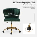 Fauteuil de bureau sans accoudoirs en velours multicolore avec dossier capitonné et base en métal doré