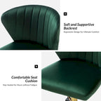 Fauteuil de bureau sans accoudoirs en velours multicolore avec dossier capitonné et base en métal doré