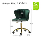 Fauteuil de bureau sans accoudoirs en velours multicolore avec dossier capitonné et base en métal doré