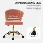 Fauteuil de bureau sans accoudoirs en velours multicolore avec dossier capitonné et base en métal doré