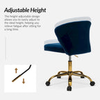 Fauteuil de bureau sans accoudoirs en velours multicolore avec dossier capitonné et base en métal doré