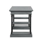 Bureau de 150 cm en bois de peuplier gris/naturel/blanc antique avec placage d'orme, 4 étagères et 1 tiroir