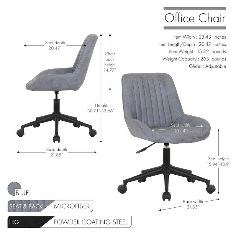 Drehbarer Büro- und Computerstuhl mit Mikrofaserbezug