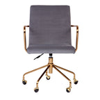 Fauteuil de bureau pivotant à 360° en velours noir/gris et or