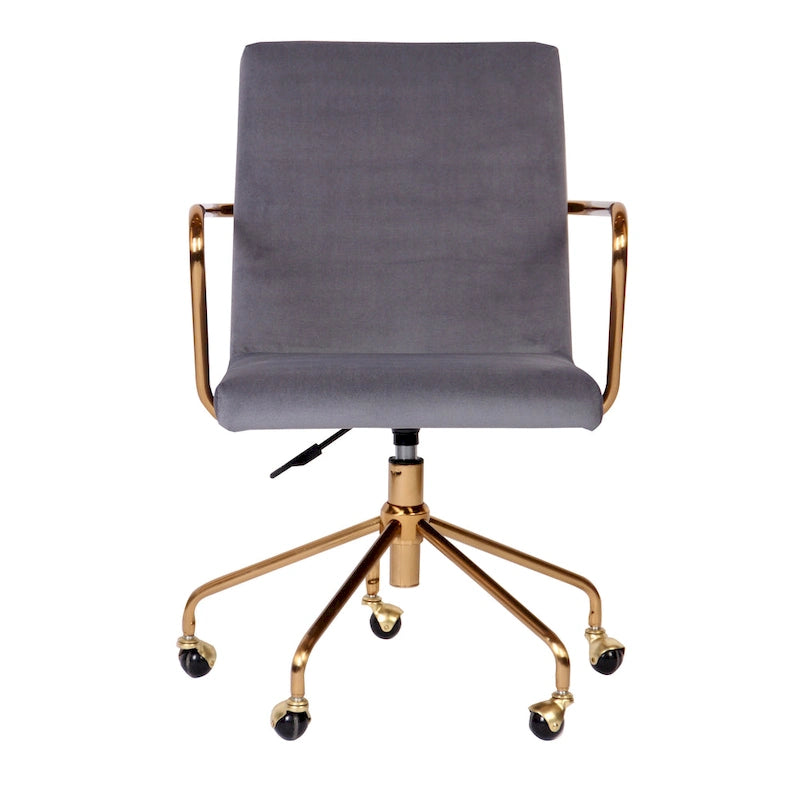 Fauteuil de bureau pivotant à 360° en velours noir/gris et or