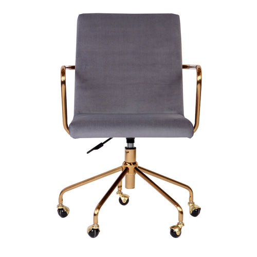 Fauteuil de bureau pivotant à 360° en velours noir/gris et or