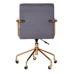 Fauteuil de bureau pivotant à 360° en velours noir/gris et or