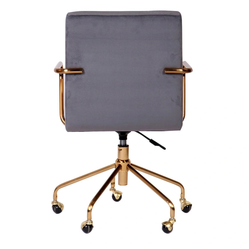 Fauteuil de bureau pivotant à 360° en velours noir/gris et or