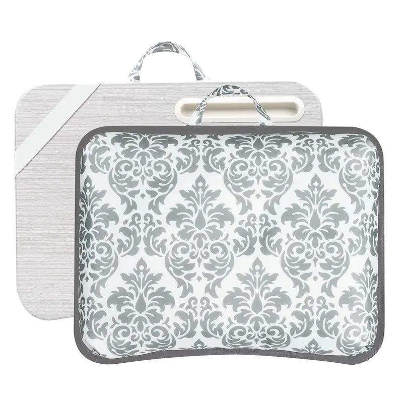 Bureau portable multi-motifs avec coussin de microbilles, fente pour téléphone et bande élastique pour 1
