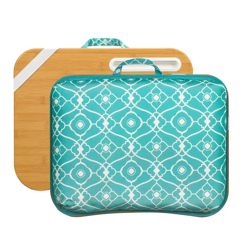 Bureau portable multi-motifs avec coussin de microbilles, fente pour téléphone et bande élastique pour 1