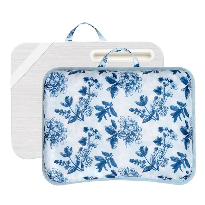 Bureau portable multi-motifs avec coussin de microbilles, fente pour téléphone et bande élastique pour 1