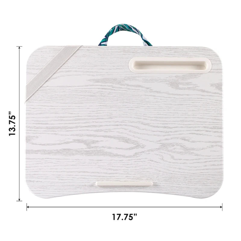 Bureau portable multi-motifs avec coussin de microbilles, fente pour téléphone et bande élastique pour 1