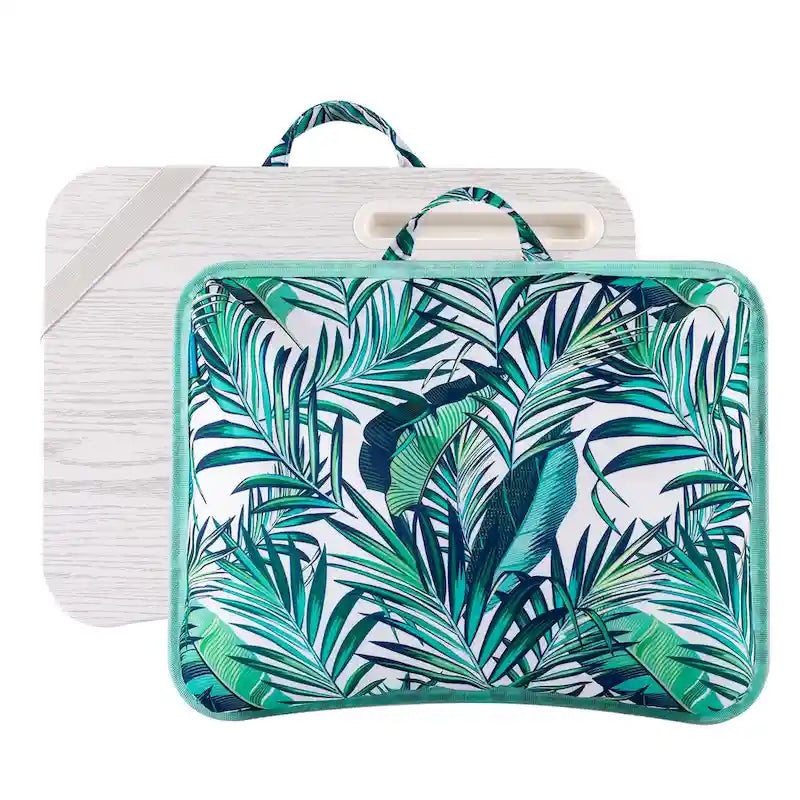 Bureau portable multi-motifs avec coussin de microbilles, fente pour téléphone et bande élastique pour 1