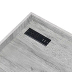 Bureau industriel gris clair / chêne rustique avec tiroir, étagère et ports USB pour 1 personne